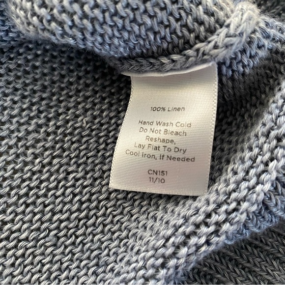 Talbots 100% Linen Cardigan Sweater Small Blue Three Quarter Sleeve Lightweight - Picture 9 of 11